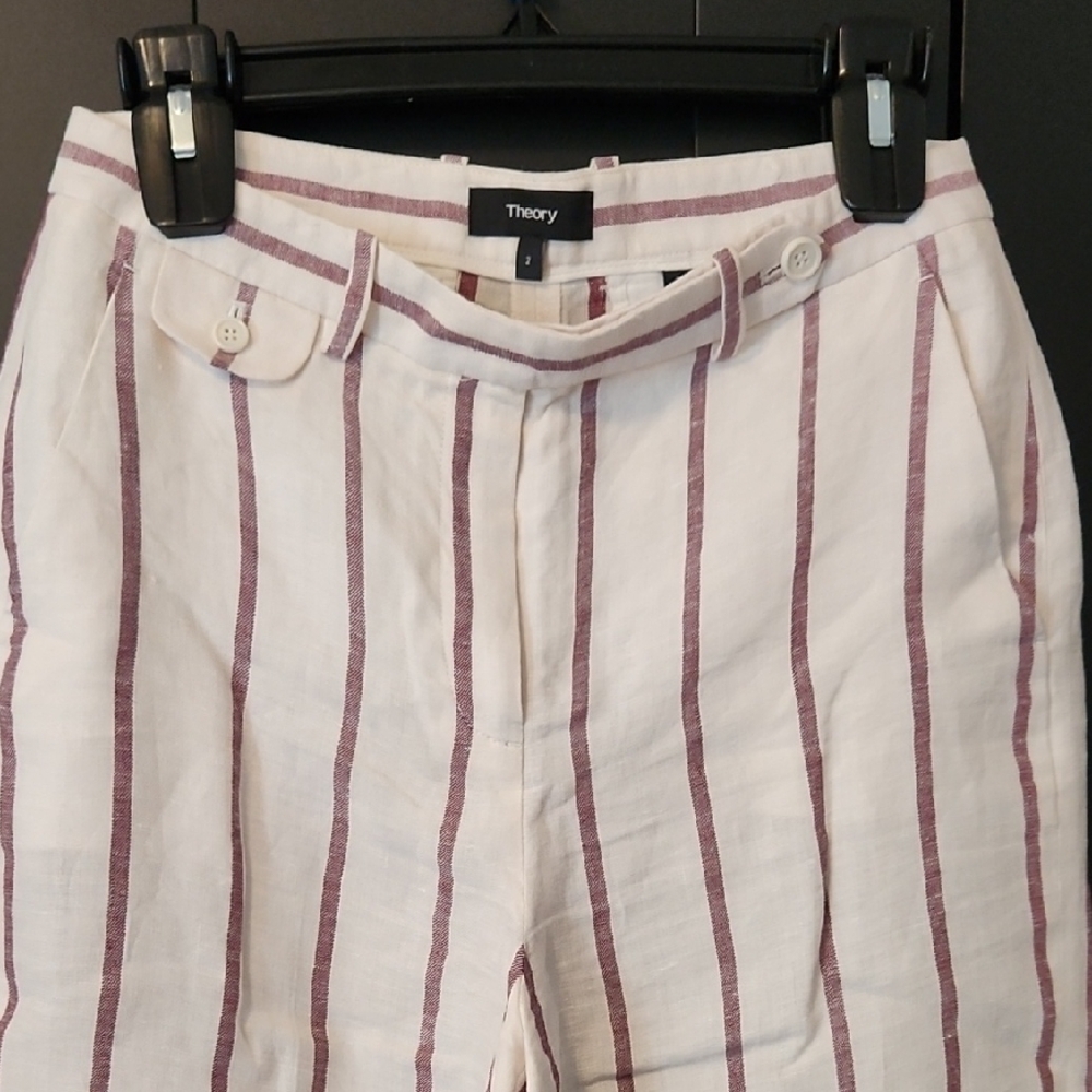 Theory Cream and Purple Striped Pants - Picture 4 of 10